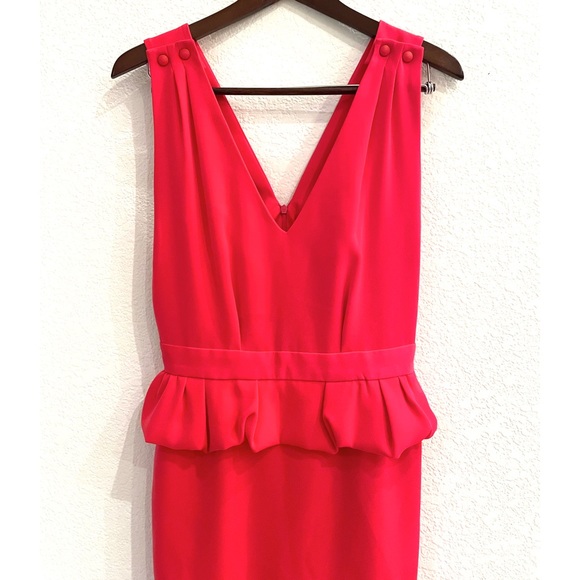 NWT Maje Paris Framboise Red Peplum Sheath Dress - Picture 9 of 15
